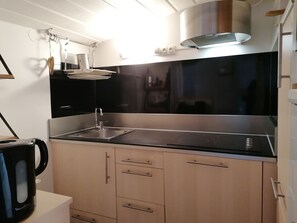 Réfrigérateur, micro-ondes, plaque de cuisson, lave-vaisselle