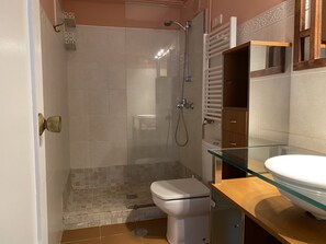Ducha, toallas, jabón y papel higiénico
