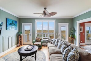 TV connectée, cheminée, lecteur de DVD, livres