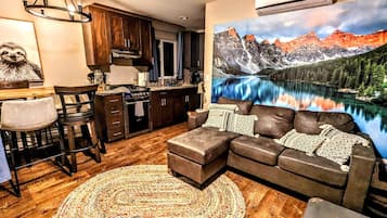 Flat-screen TV, fireplace, Netflix, streaming services