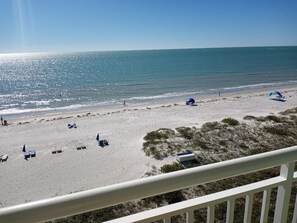 On the beach, sun-loungers, beach towels