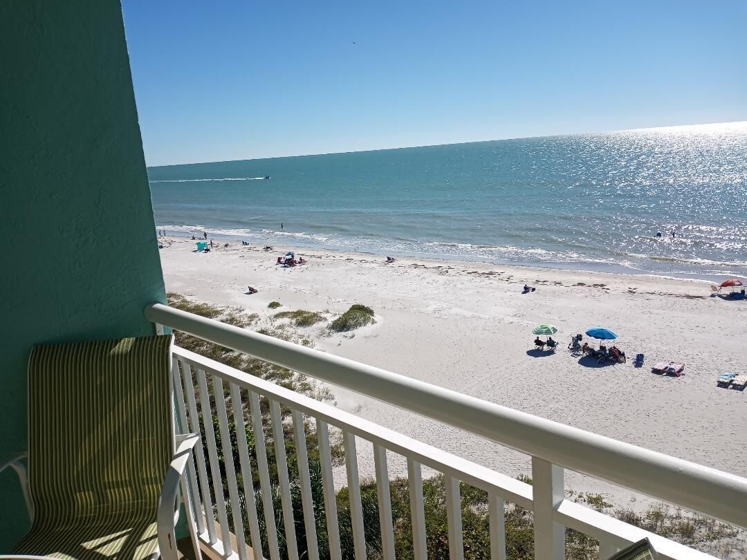 On the beach, sun loungers, beach towels