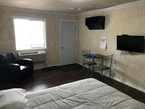 Blackout curtains, free WiFi, bed sheets