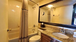 Combined shower/tub, hair dryer