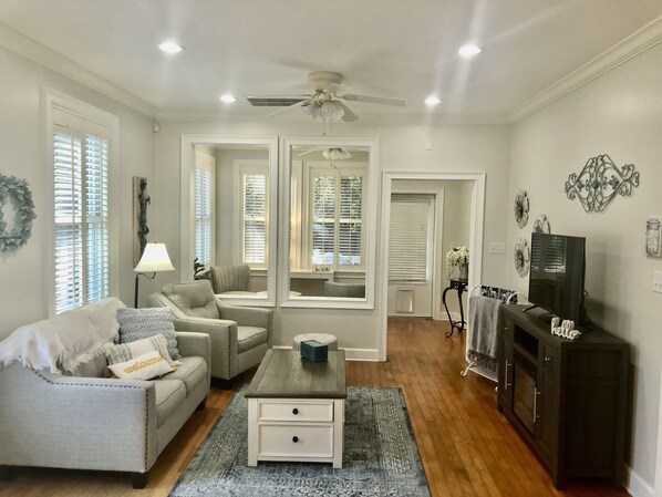 Smart TV, fireplace, printers