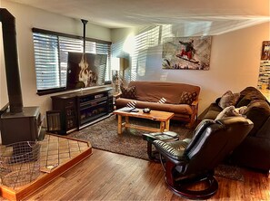 Smart TV, fireplace, computer monitors