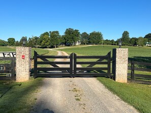 New entry gate with the soybean crops in the background.