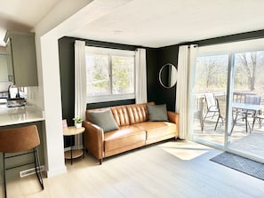 Smart TV, fireplace, table tennis, books