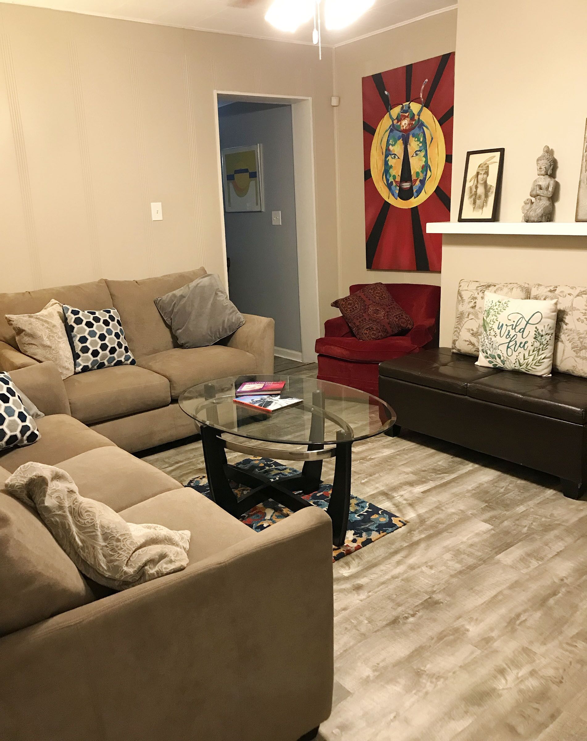 Älytelevisio, DVD-soitin, kirjoja, videokirjasto