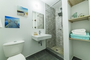 Shower, hair dryer - Turibana Plaza Suite #3 (Noord)