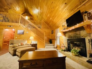 Smart TV, fireplace, video games, foosball