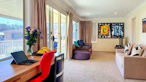 TV, fireplace, video game console, DVD player