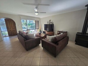 TV, fireplace, DVD player