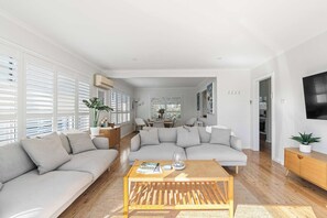 TV, DVD player, books, offices