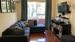 TV, DVD player, stereo