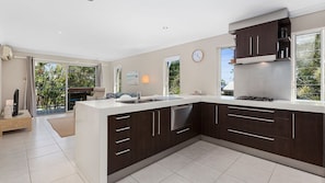Oven, stovetop, dishwasher, coffee/tea maker