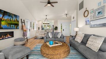 TV connectée, cheminée, espaces bureaux