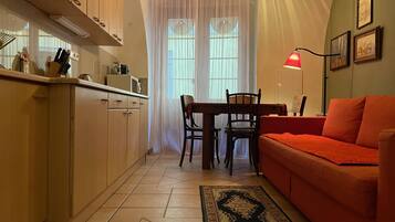 Apartment | Private kitchen | Fridge, microwave, oven, stovetop