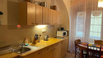 Apartment | Private kitchen | Fridge, microwave, oven, stovetop