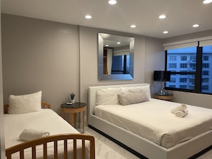 2 bedrooms, iron/ironing board, travel crib, free WiFi