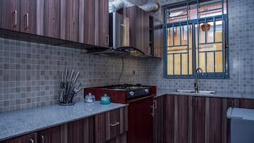 Fridge, microwave, coffee/tea maker, toaster