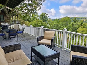 Outdoor dining - Britton House: Walk-to-Town Mountain Home w/ Blue Ridge Views | Pet Friendly (Highlands)