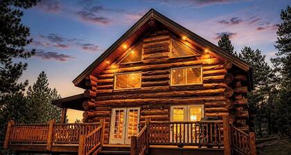 Custom log cabin tucked away in private forest
