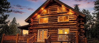Custom log cabin tucked away in private forest