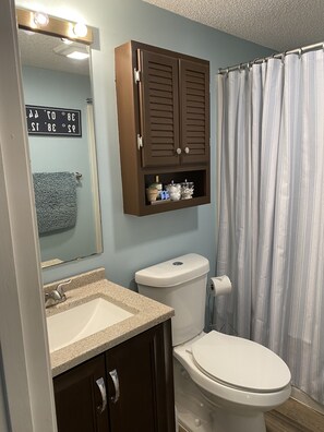 Combined shower/bathtub, hair dryer, towels, soap - Beautiful 2 BR Condo at Heart of the Lake.  Available 14’X32’ Boat Slip (Osage Beach)