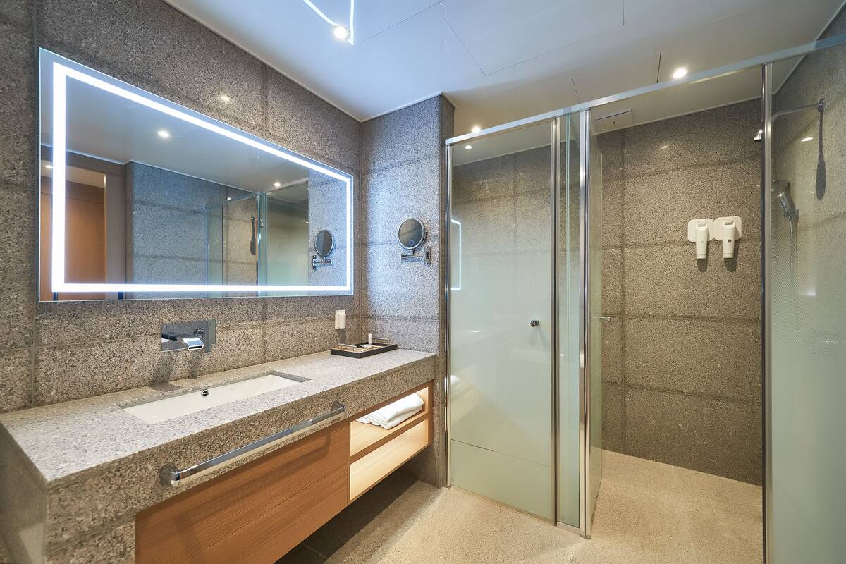 free toiletries, hair dryer, soap, shampoo