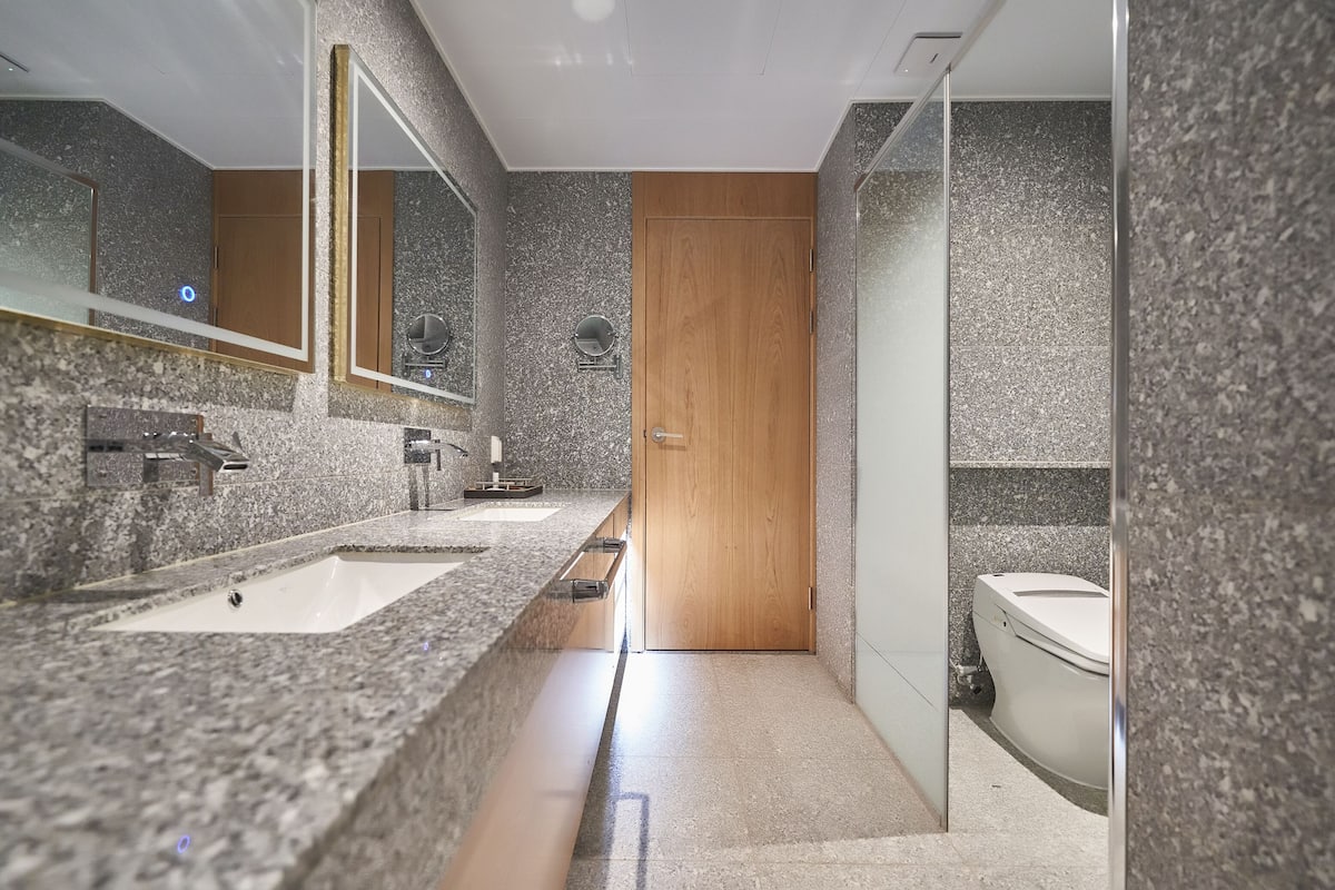 free toiletries, hair dryer, soap, shampoo