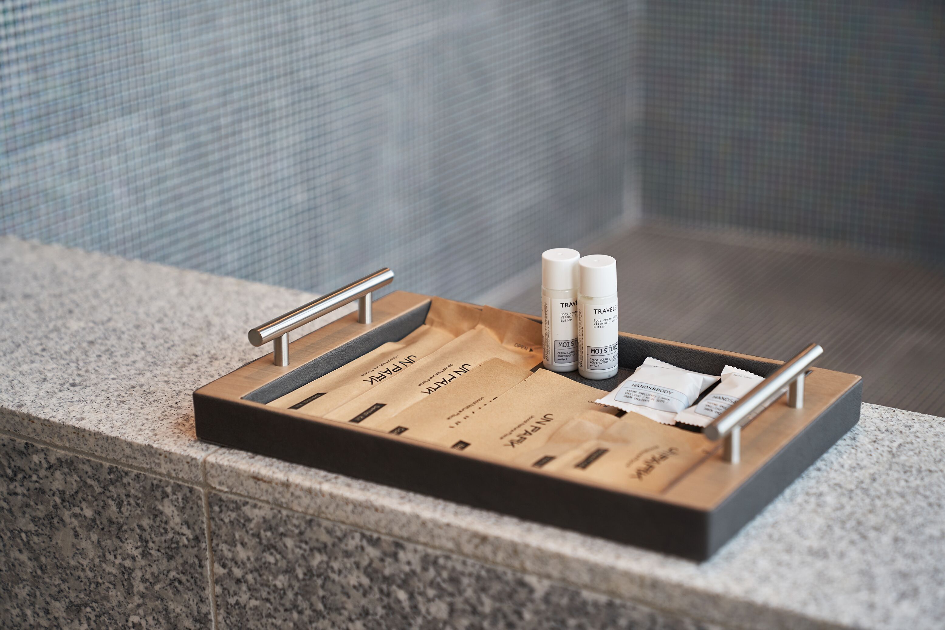 free toiletries, hair dryer, soap, shampoo