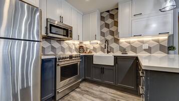 Fridge, microwave, oven, dishwasher