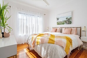 4 bedrooms, desk, blackout drapes, iron/ironing board