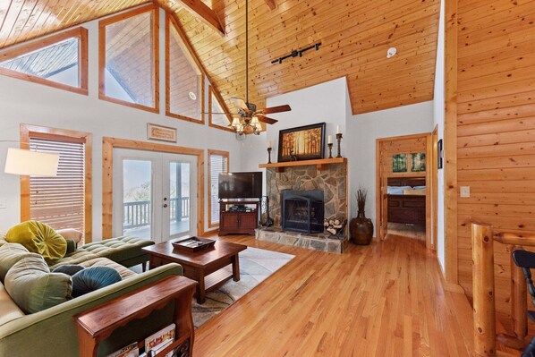 Télévision, cheminée, chaßne hi-fi