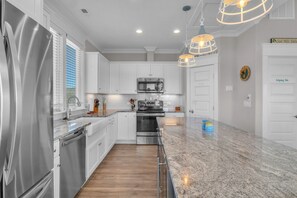 Fridge, microwave, oven, dishwasher