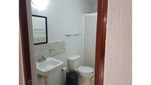 Dusche, Haartrockner, HandtĂŒcher, Seife