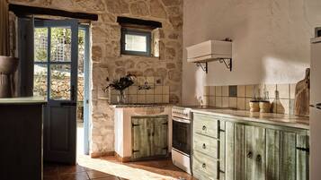 Family House, 1 Bedroom, Balcony, Partial Sea View | Private kitchen | Fridge, oven, stovetop, espresso maker