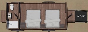 Floor plan - Fun Outlaw Covered Wagon w/2 Queen Beds & Fire Pit (Virgin)