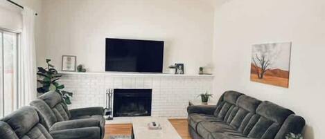 TV, fireplace, offices