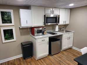 Fridge, microwave, oven, toaster