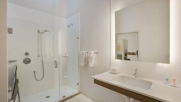 Suite, 1 King Bed with Sofa bed, Accessible, Non Smoking (Roll-in Shower, Pet Friendly) | Desk, laptop workspace, blackout curtains, iron/ironing board