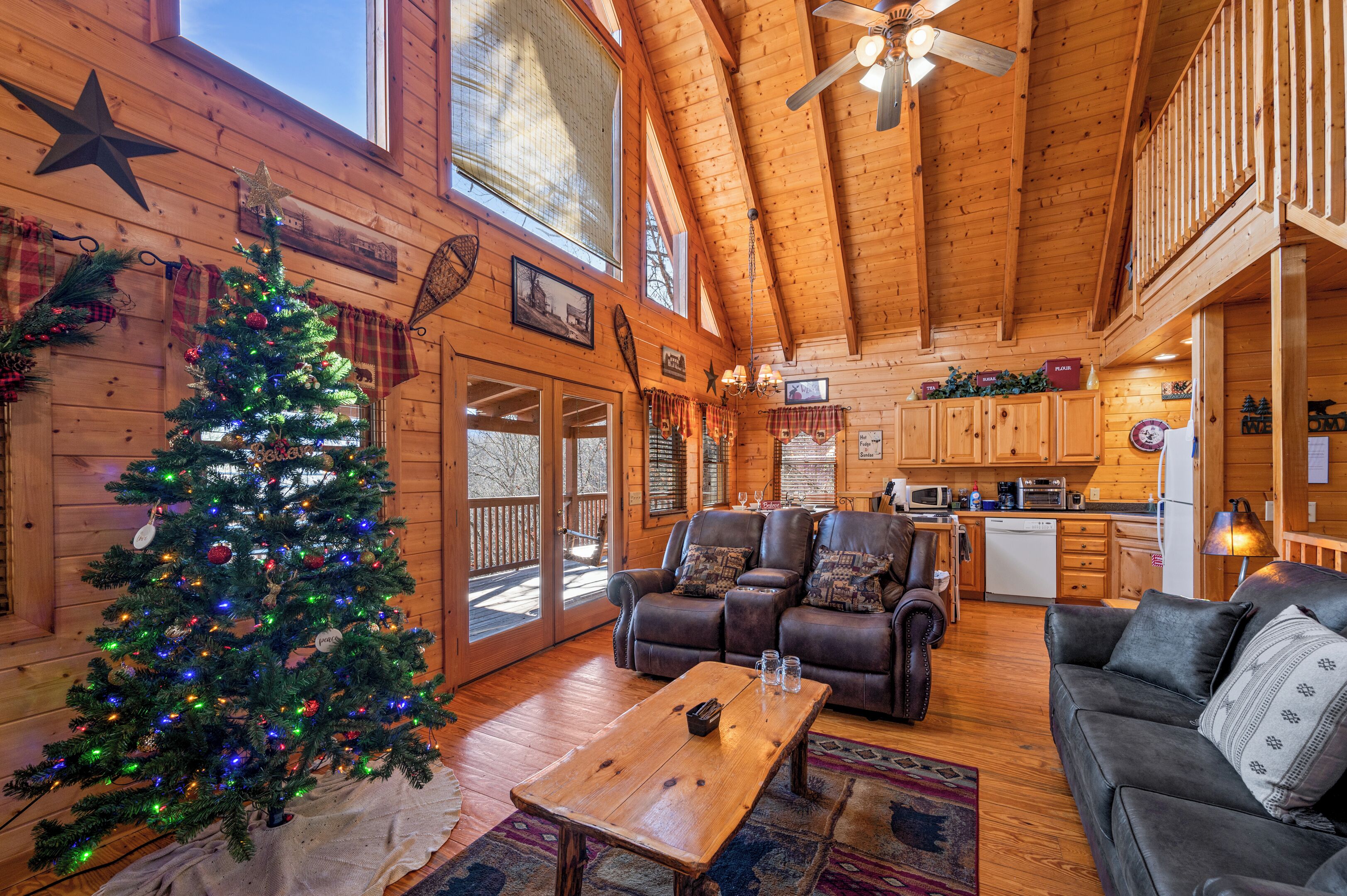 Smart TV, fireplace, video games, DVD player