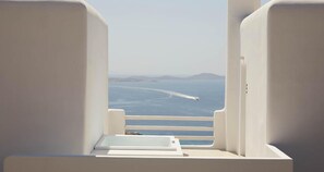 Deluxe Room, 1 King Bed, Terrace, Sea View (Hot Tub) | View from room - Collini Hotel Mykonos, WorldHotels Elite (Mykonos)