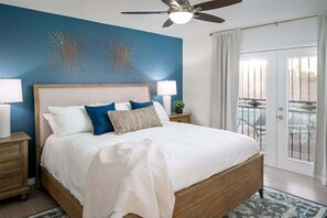 4 bedrooms, desk, iron/ironing board, travel crib