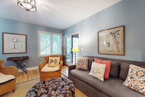 Flat-screen TV, fireplace, offices