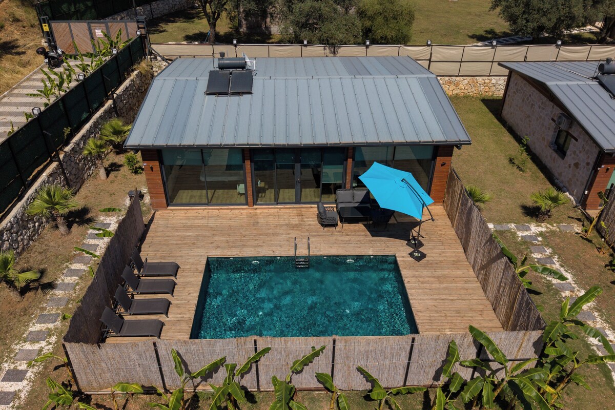 Villa, Private Pool | Premium bedding, down comforters, in-room safe, laptop workspace