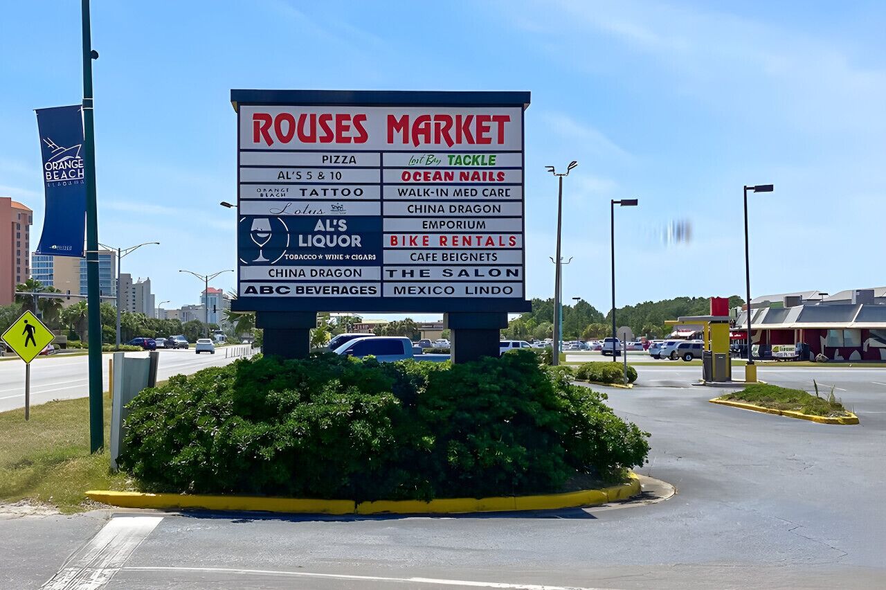 Rouses is a local favorite grocery store. It has the best selection in Orange Beach, and it`s right across the street from your condo.