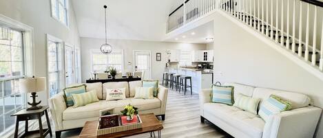 Smart TV, fireplace, video games, foosball