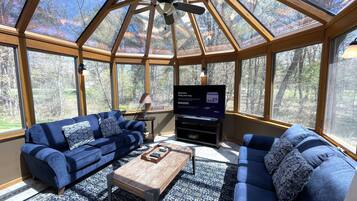 Smart TV, fireplace, video games